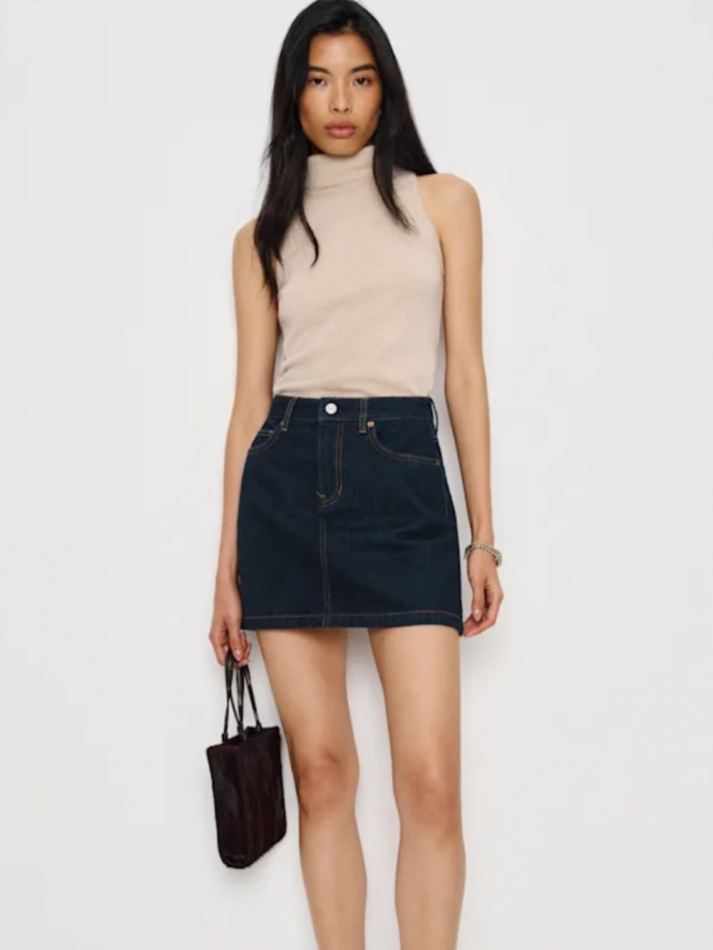 LIKE NEW REFORMATION Rue High Rise Denim Mini Skirt, Ondine, size 26